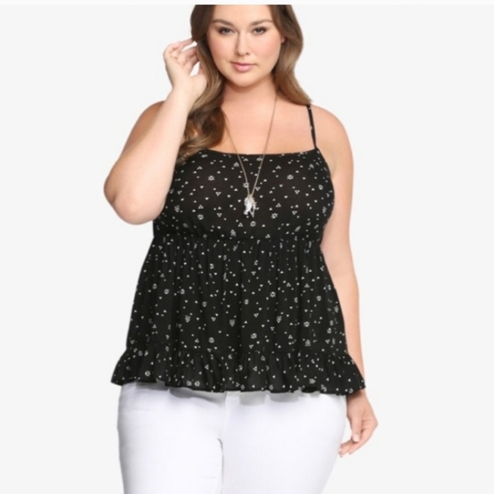 Torrid** Black Conversational Babydoll Tank